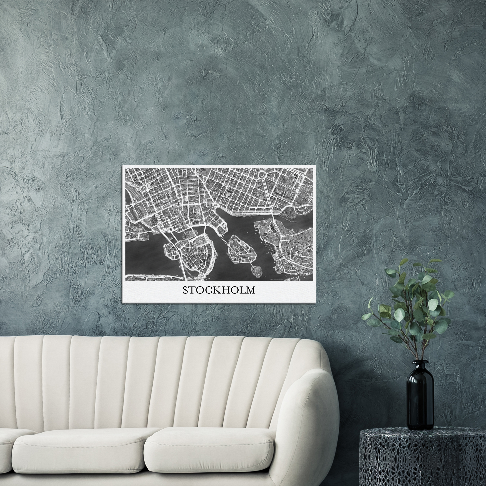 Stockholm, Sweden - Black & White Canvas Print - Framed