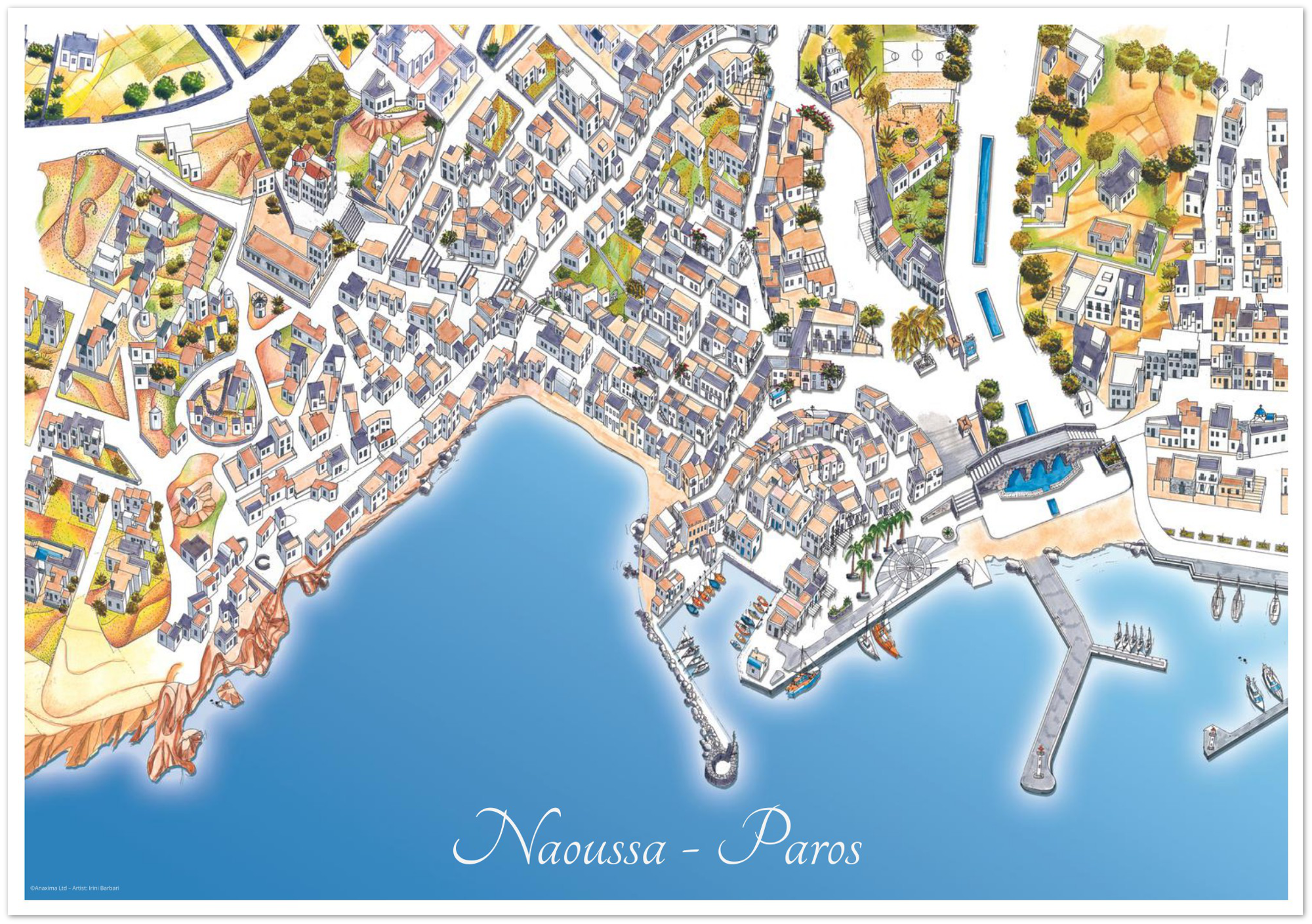 Naoussa, Paros, Greece - Color - Premium Semi-Glossy Paper Poster