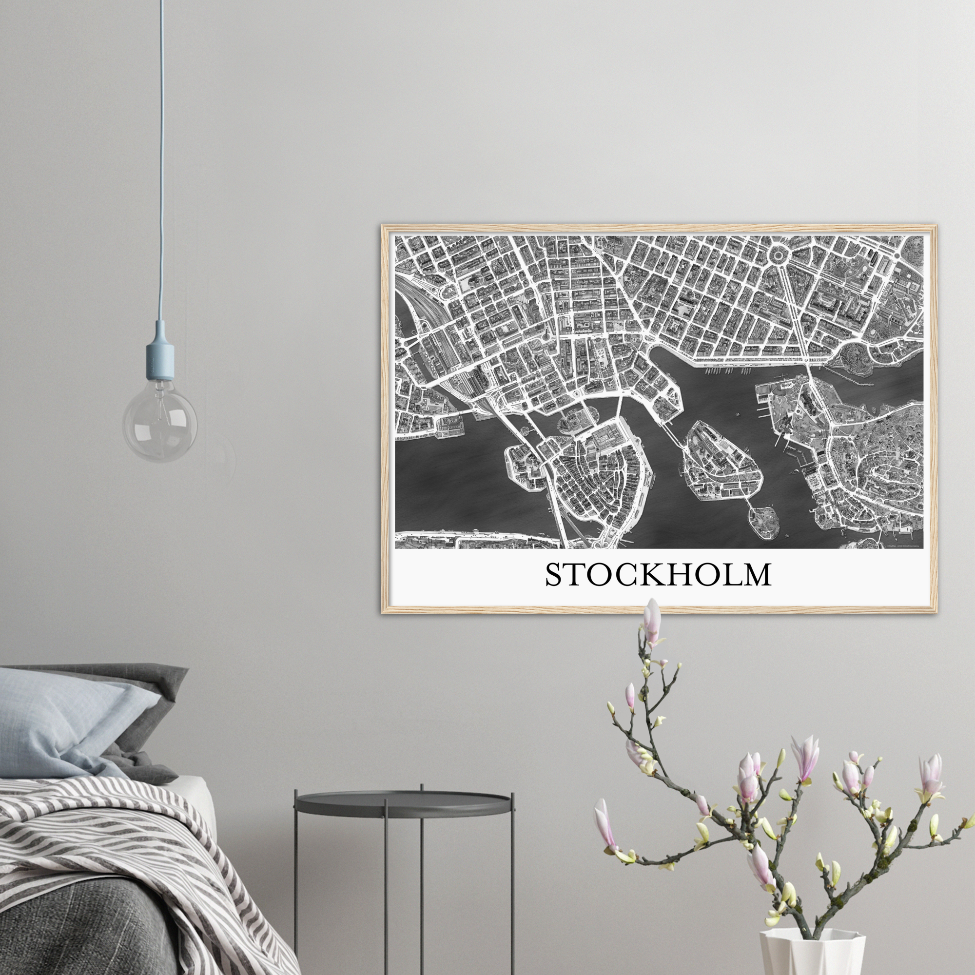 Stockholm, Sweden – Black & White Print – Wooden Framed Poster