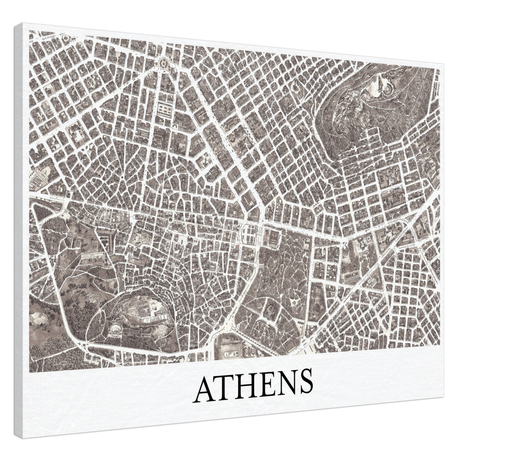 Athens, Greece - Sepia Canvas Print - Framed