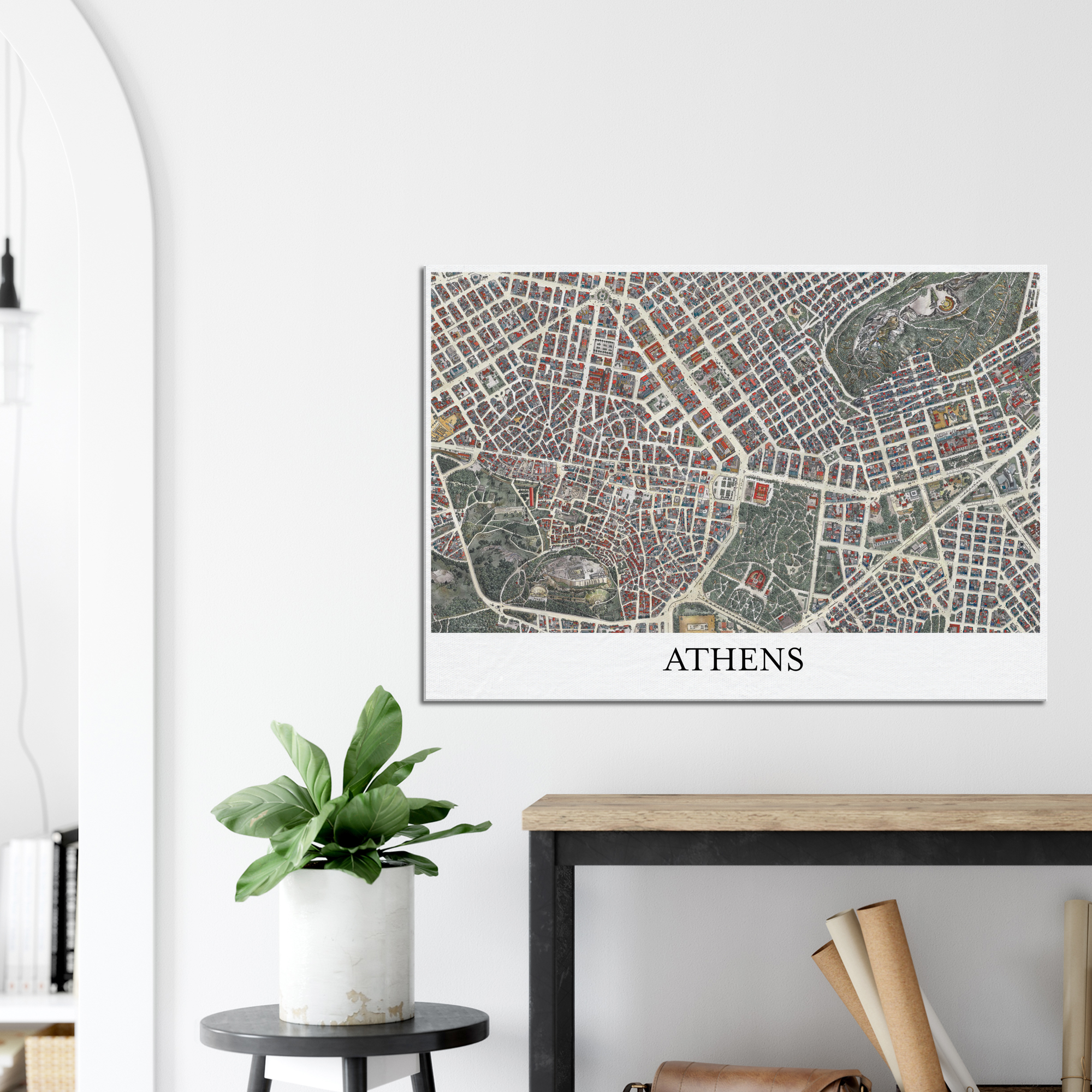 Athens, Greece - Color Canvas Print - Framed