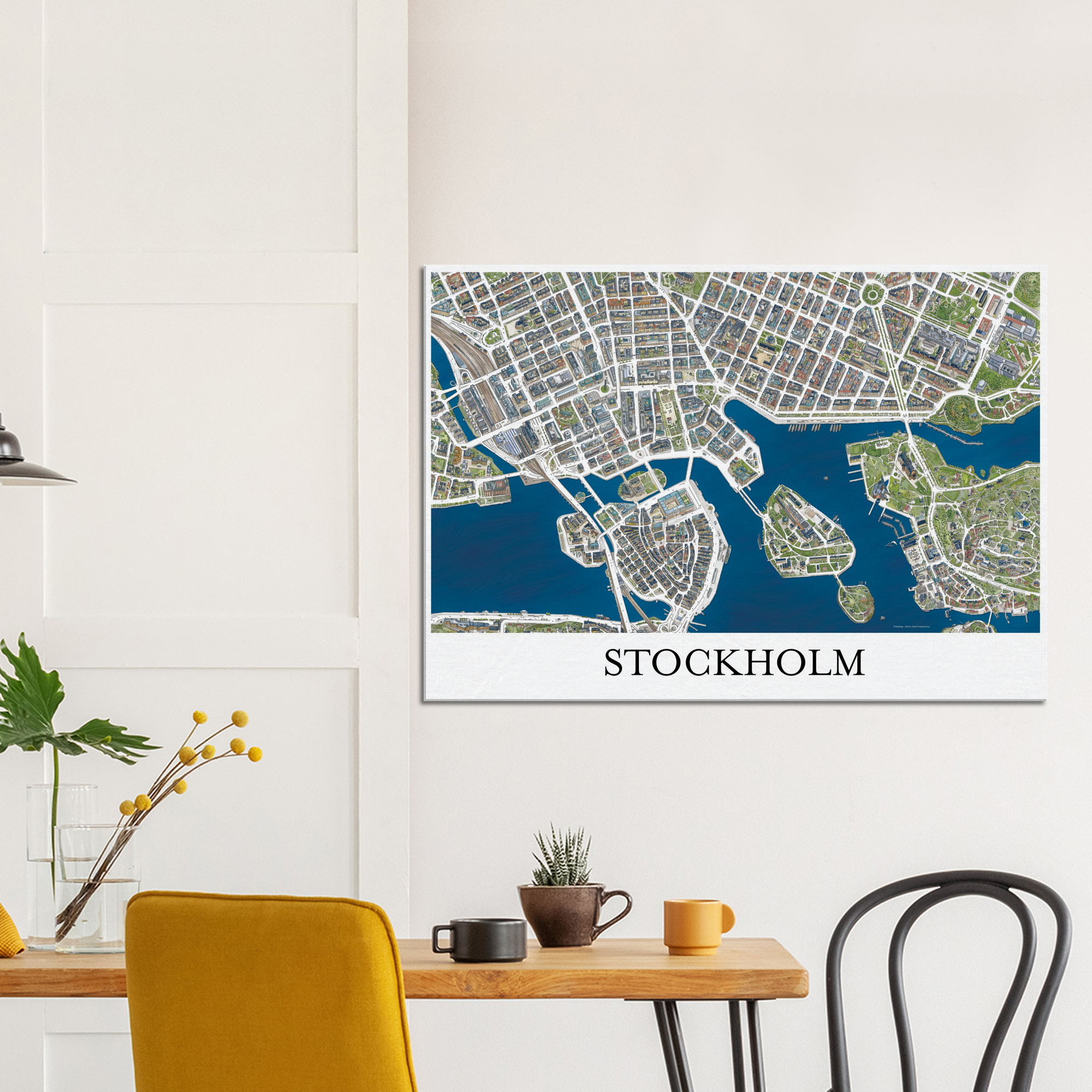Stockholm, Sweden - Color Canvas Print - Framed