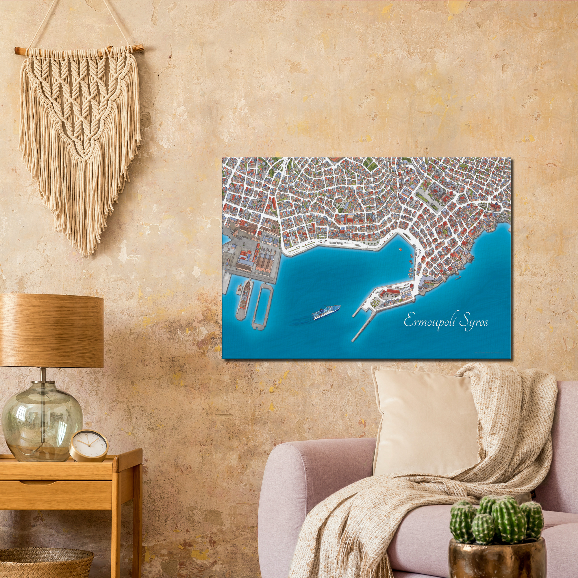 Ermoupoli, Syros, Greece – Color Canvas Print - Framed