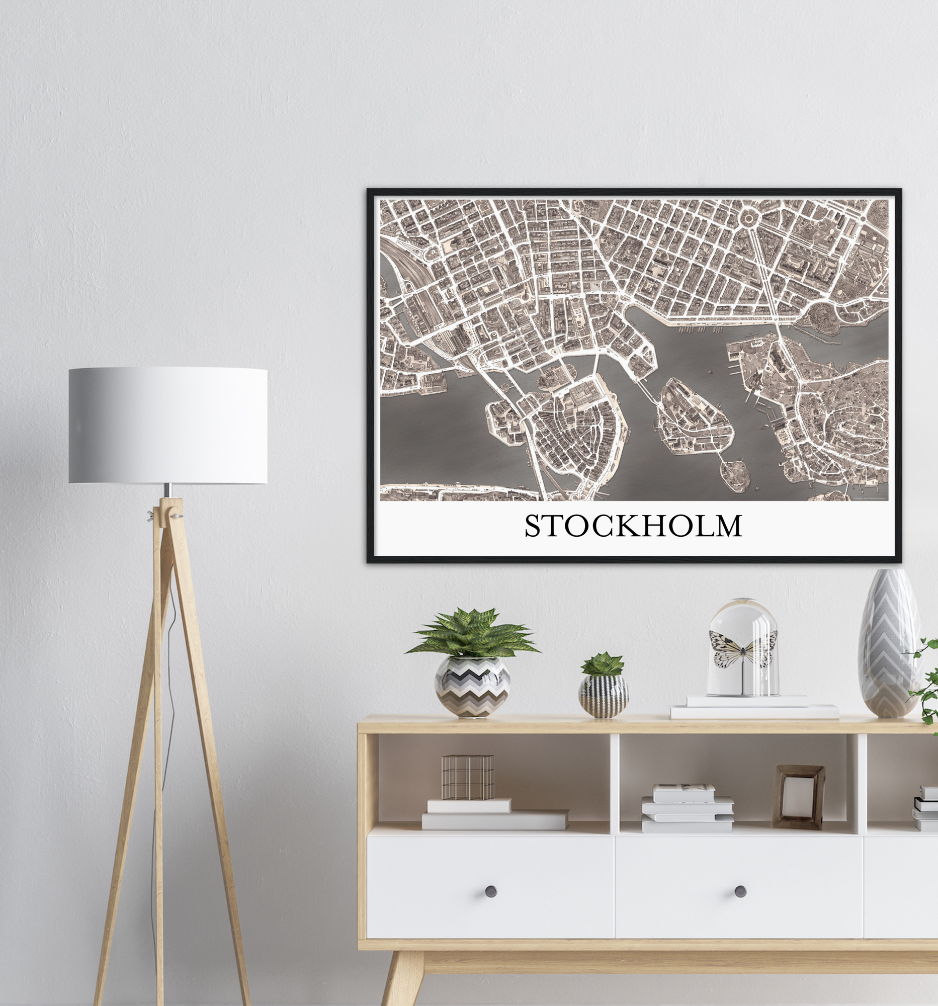 Stockholm, Sweden – Sepia Print – Wooden Framed Poster