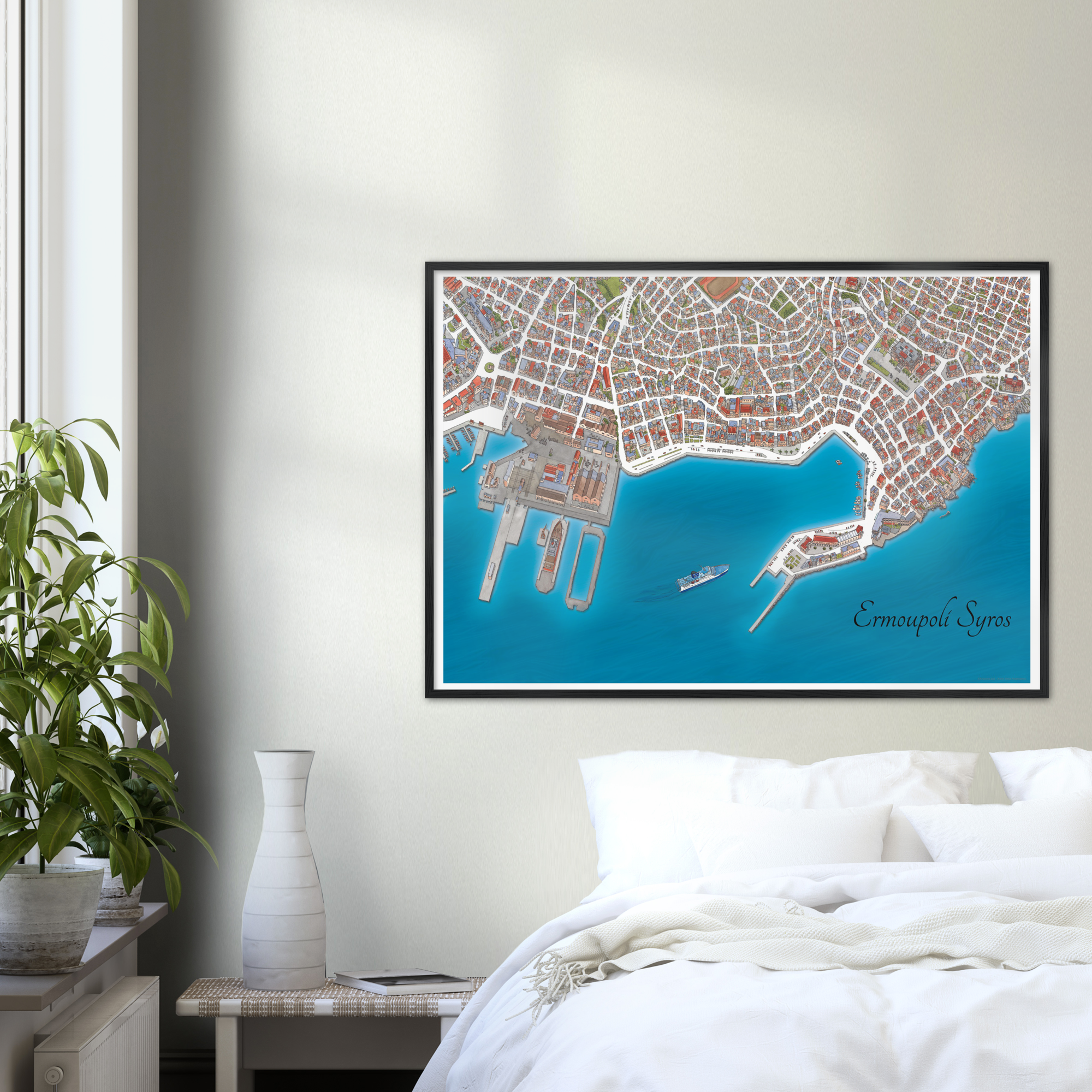 Ermoupoli, Syros, Greece – Color Print – Wooden Framed Poster