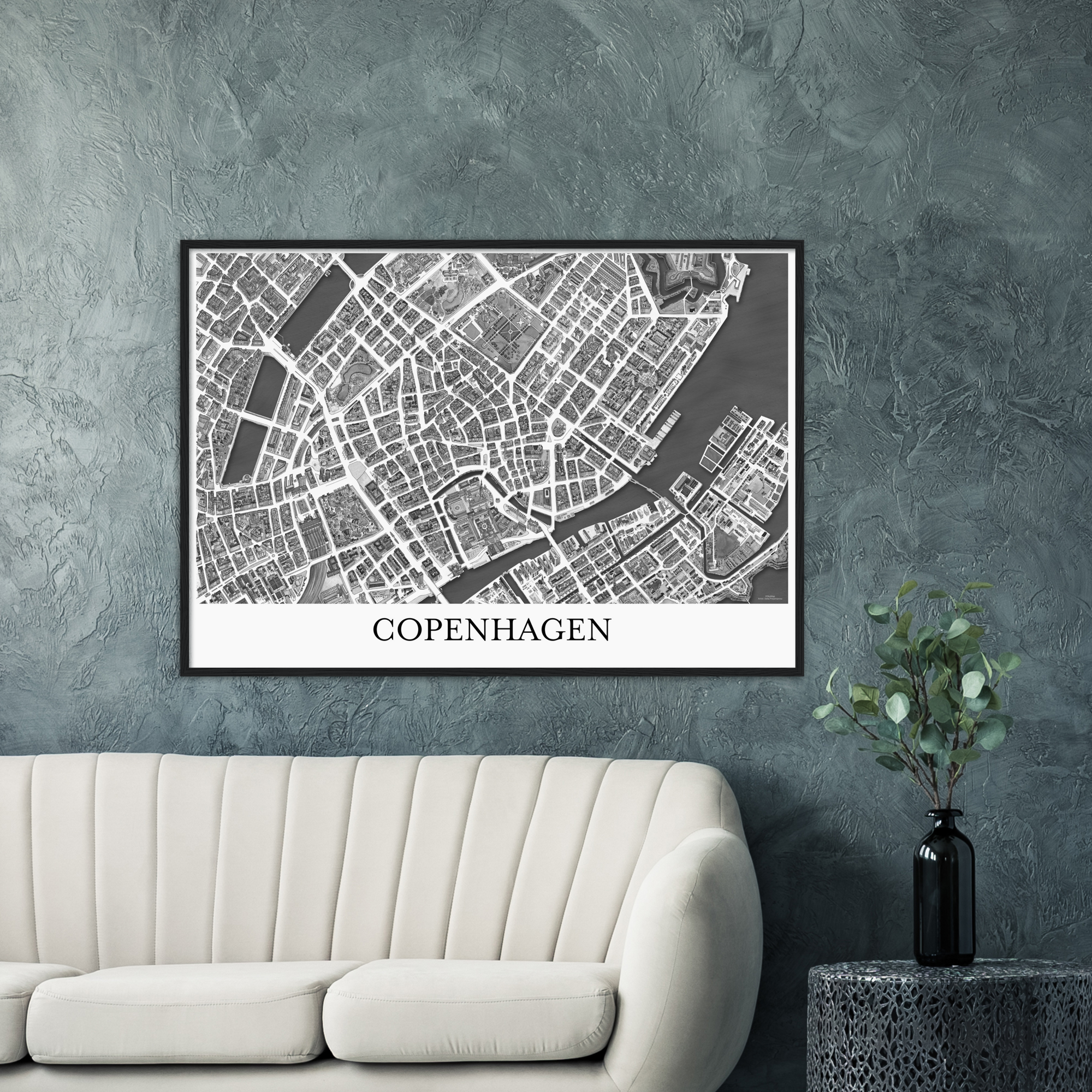 Copenhagen, Denmark – Black & White Print – Wooden Framed Poster