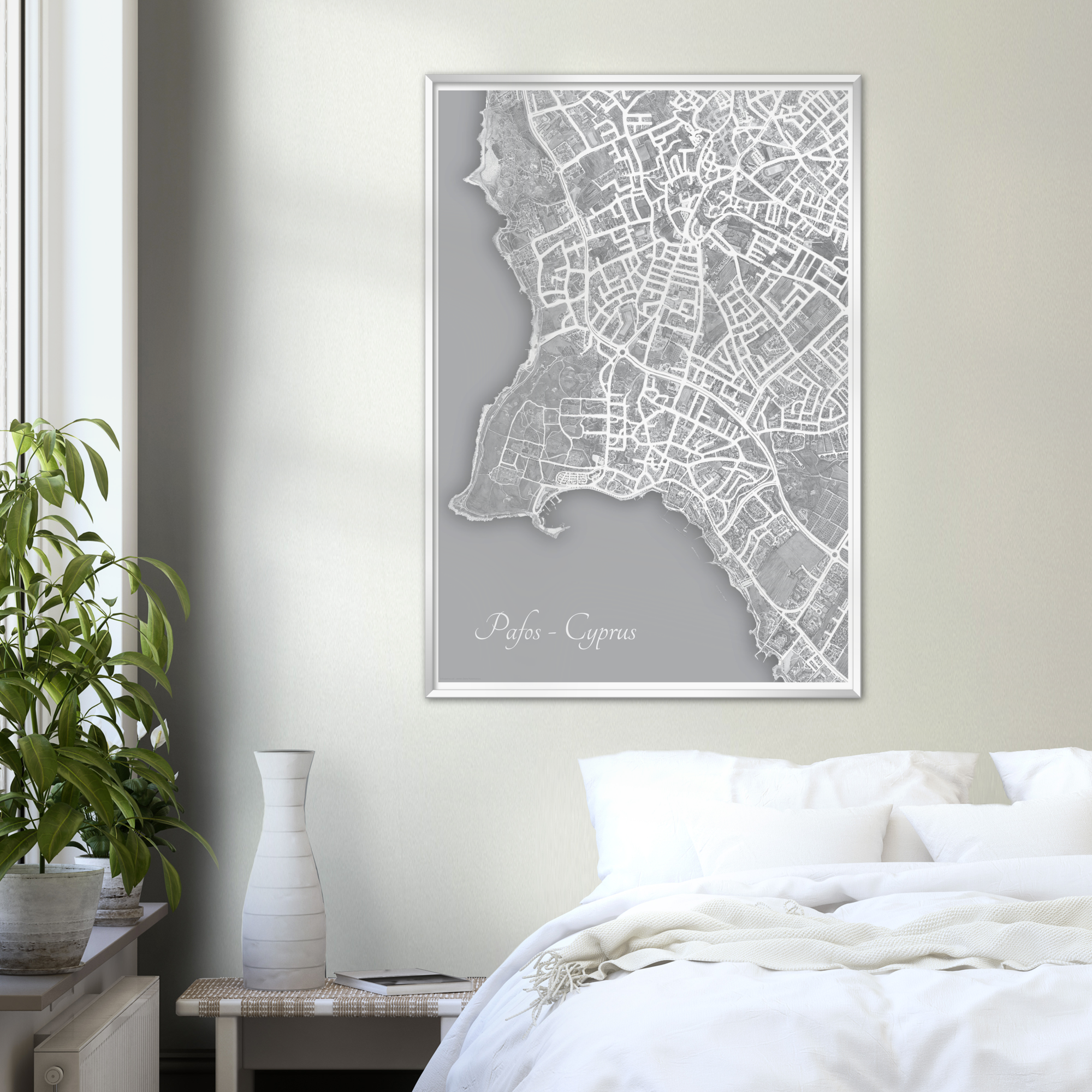 Pafos, Cyprus – Black & White Print – Metal Framed Poster
