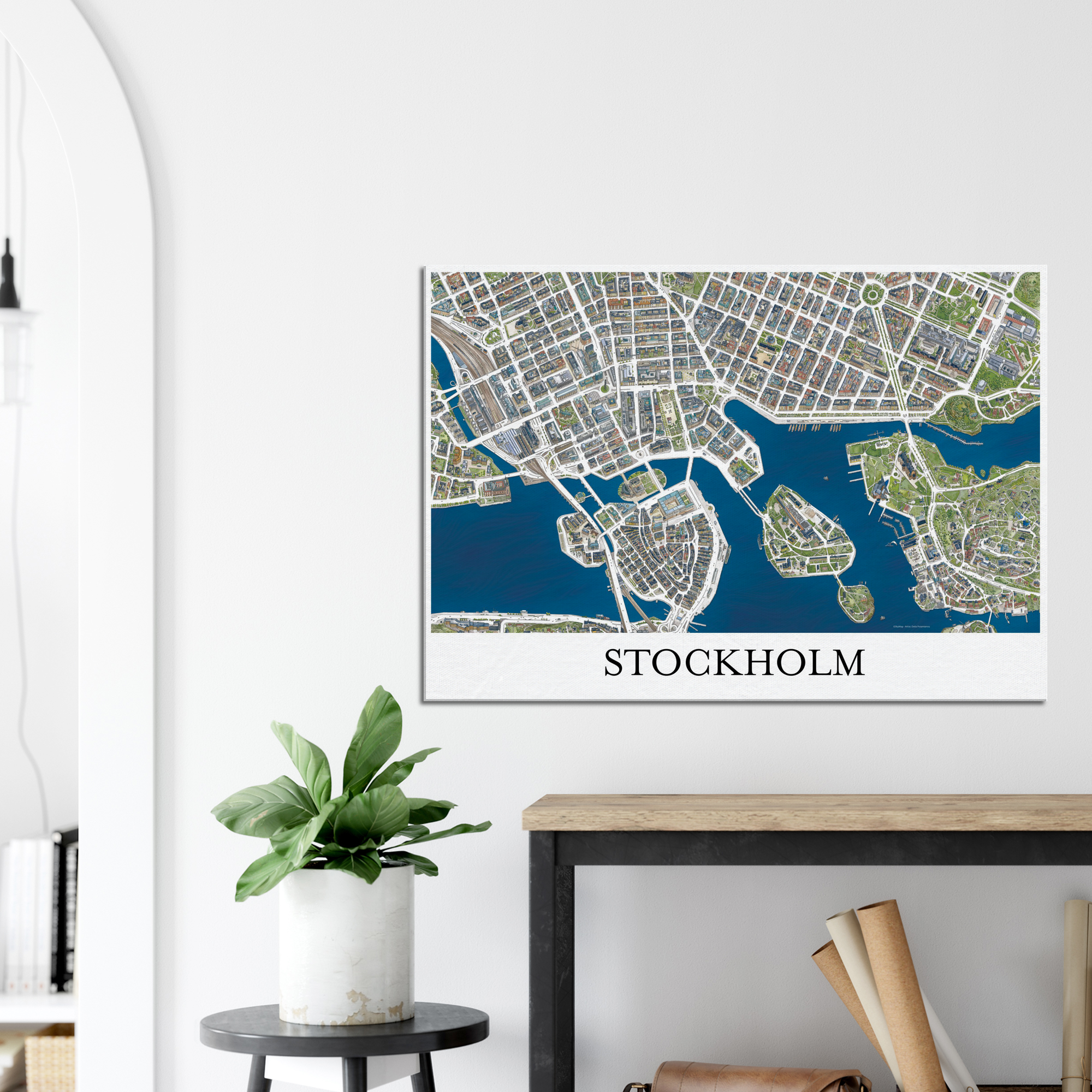 Stockholm, Sweden - Color Canvas Print - Framed