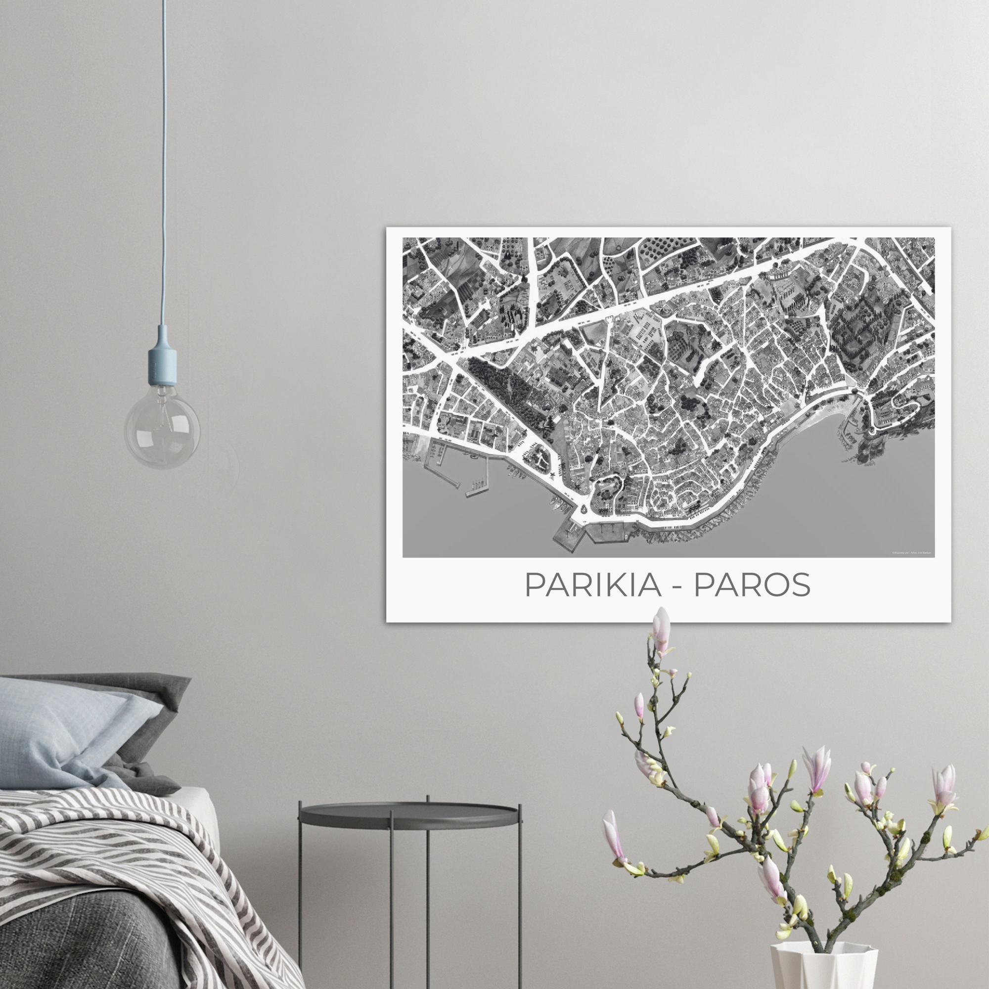 Parikia, Paros, Greece - Black & White - Premium Semi-Glossy Paper Poster