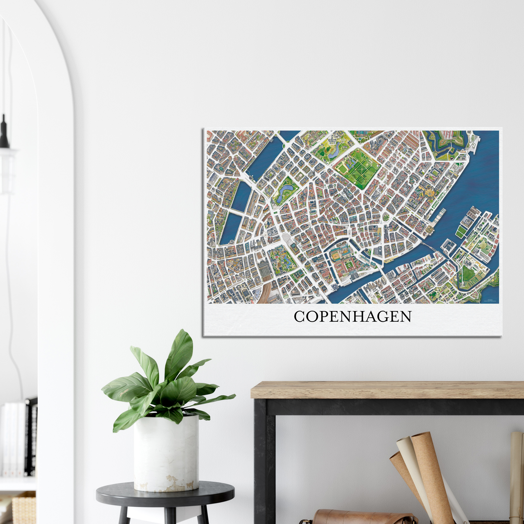 Copenhagen, Denmark - Color Canvas Print - Framed