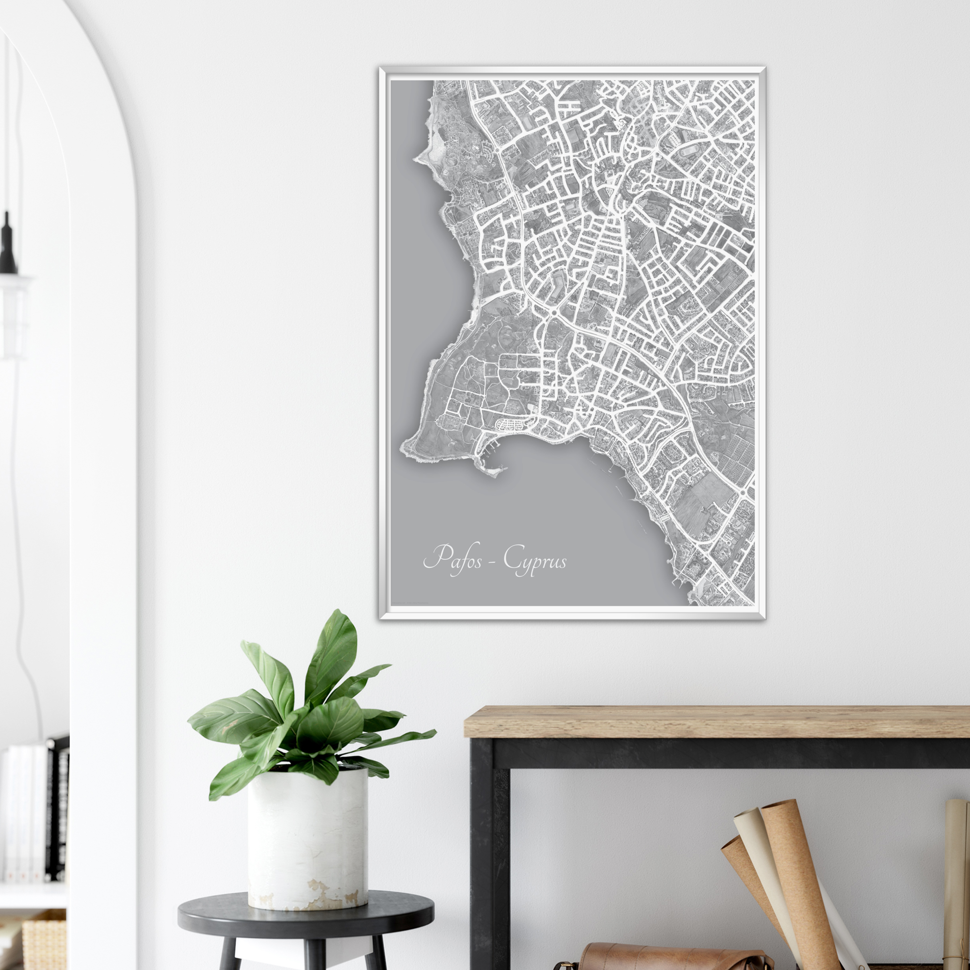 Pafos, Cyprus – Black & White Print – Metal Framed Poster