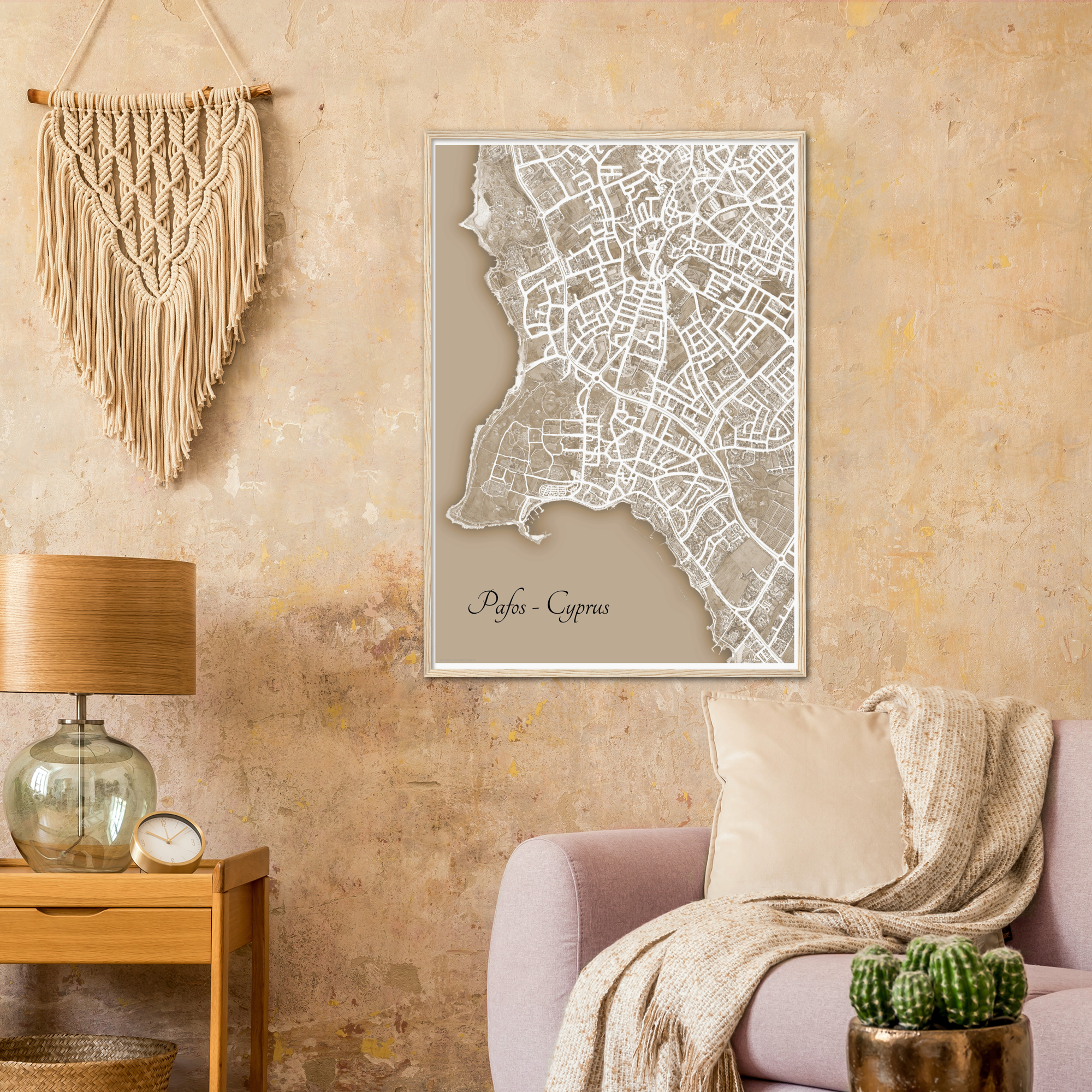 Pafos, Cyprus – Sepia Print – Wooden Framed Poster
