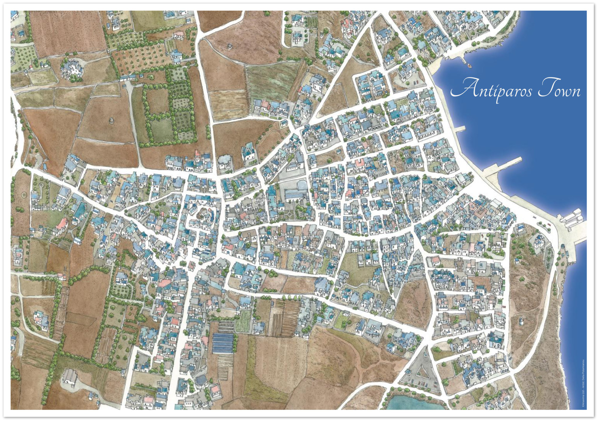 Antiparos Town, Greece – Color - Premium Semi-Glossy Paper Poster