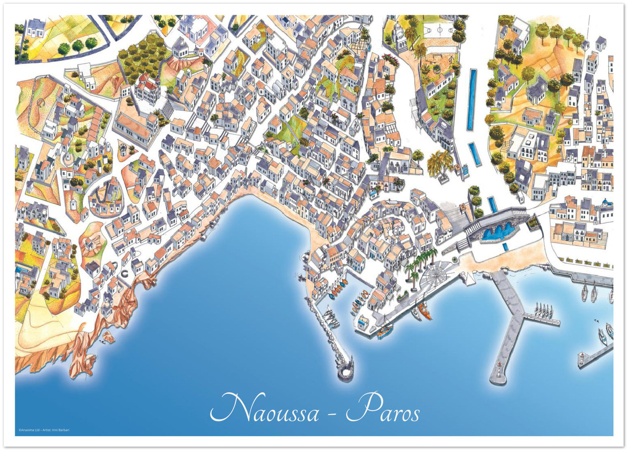 Naoussa, Paros, Greece - Color - Premium Semi-Glossy Paper Poster