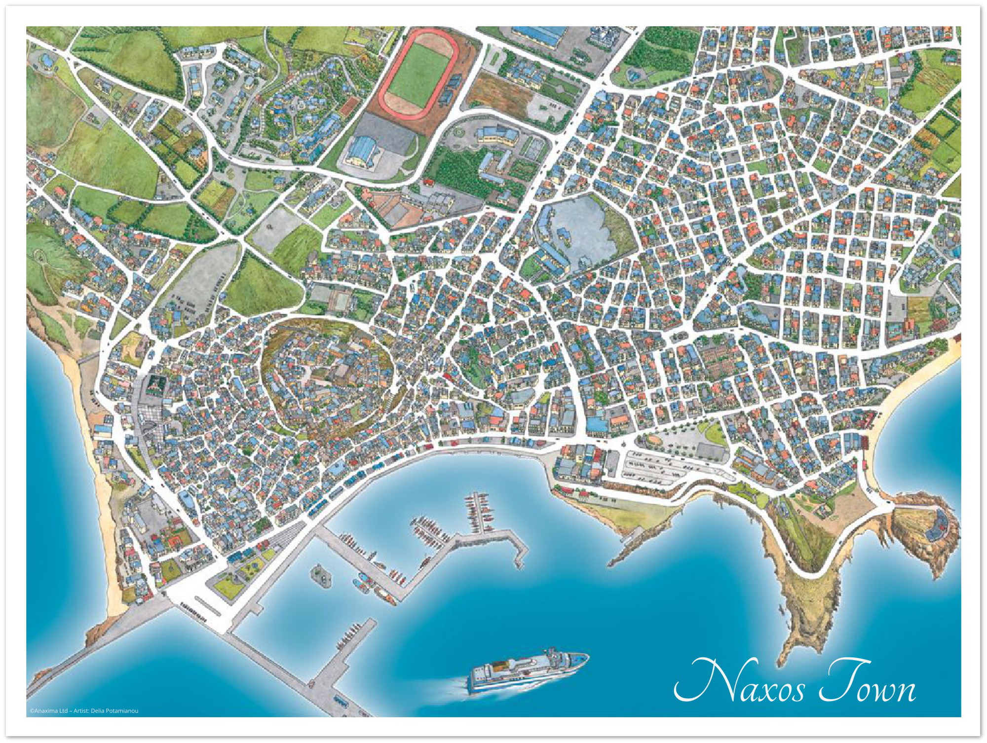 Naxos Town, Greece - Color - Premium Semi-Glossy Paper Poster