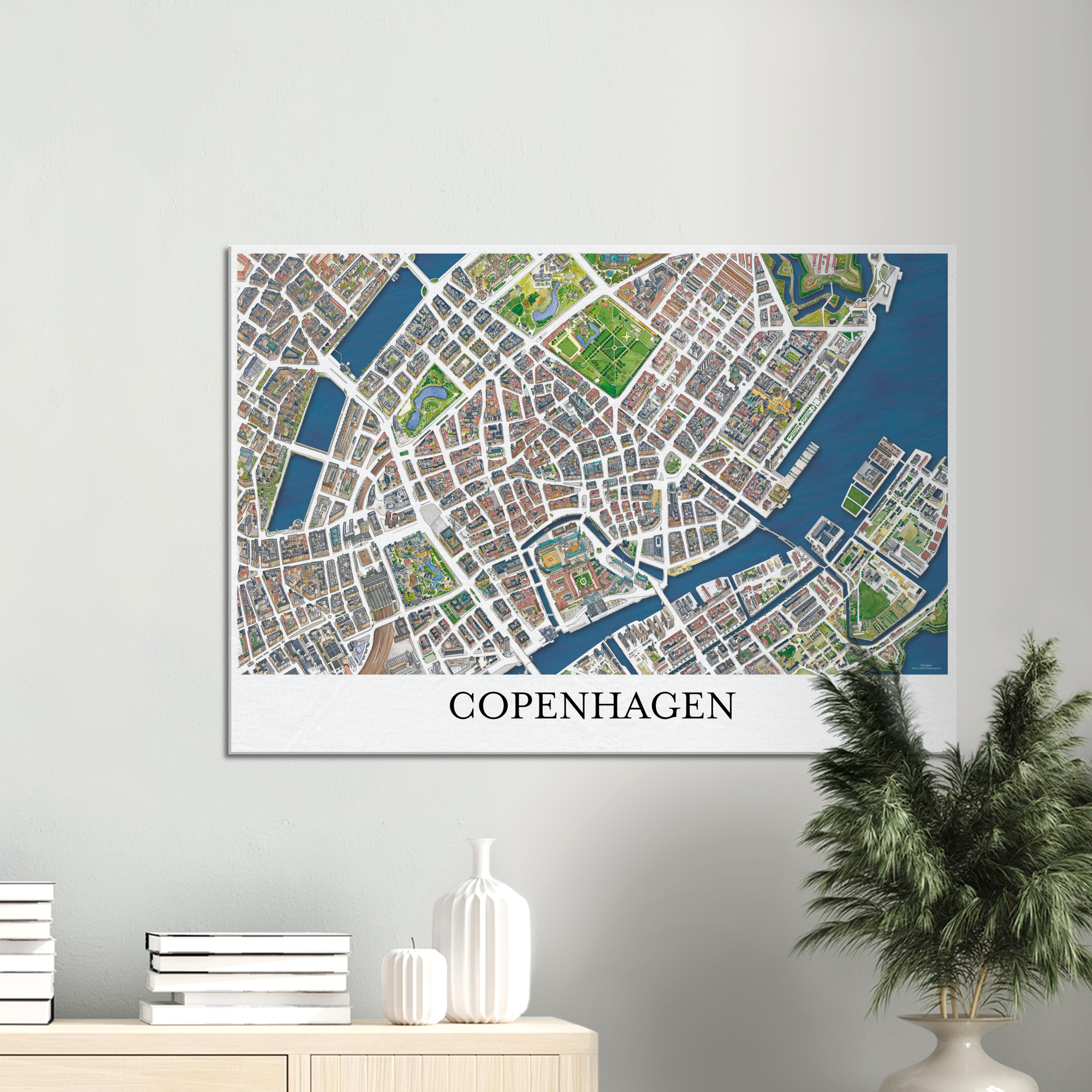 Copenhagen, Denmark - Color Canvas Print - Framed