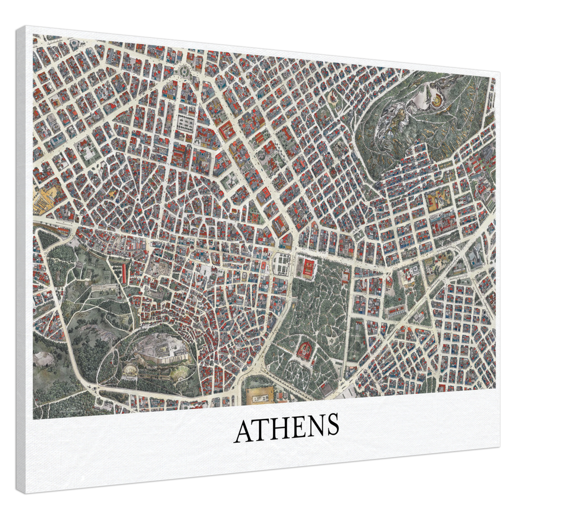Athens, Greece - Color Canvas Print - Framed