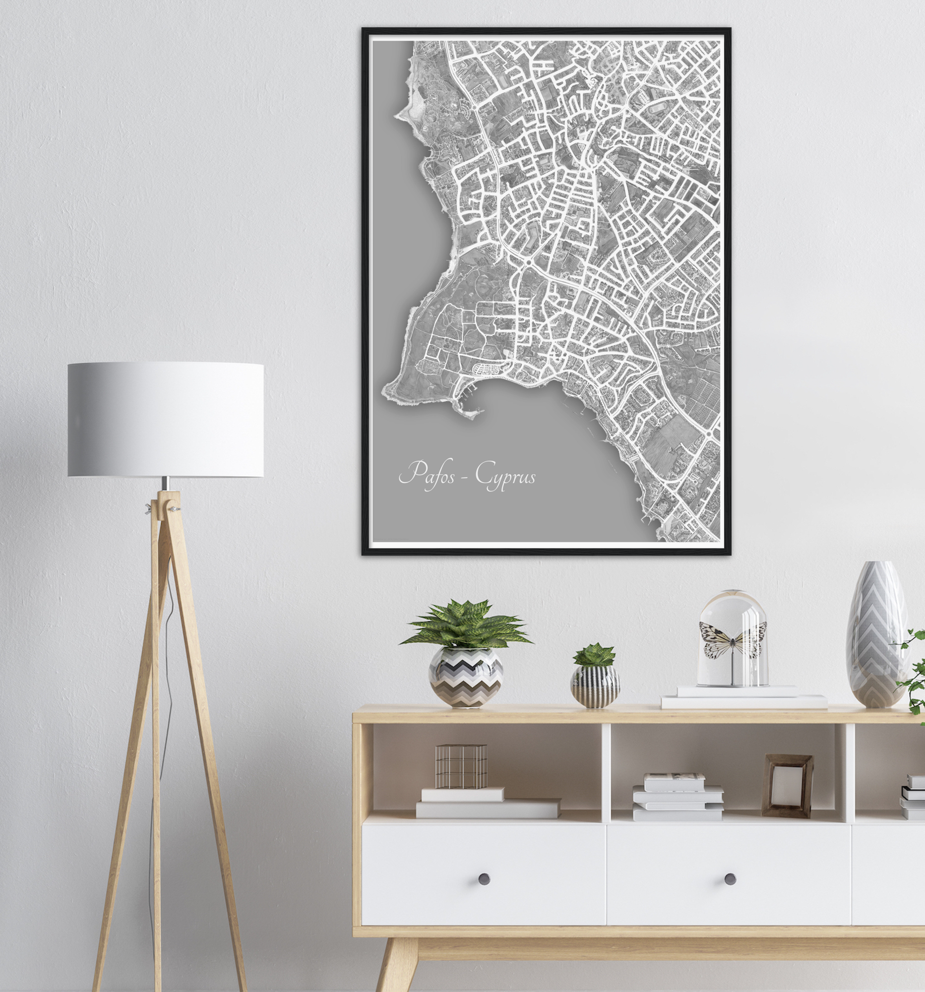 Pafos, Cyprus – Black & White Print – Wooden Framed Poster