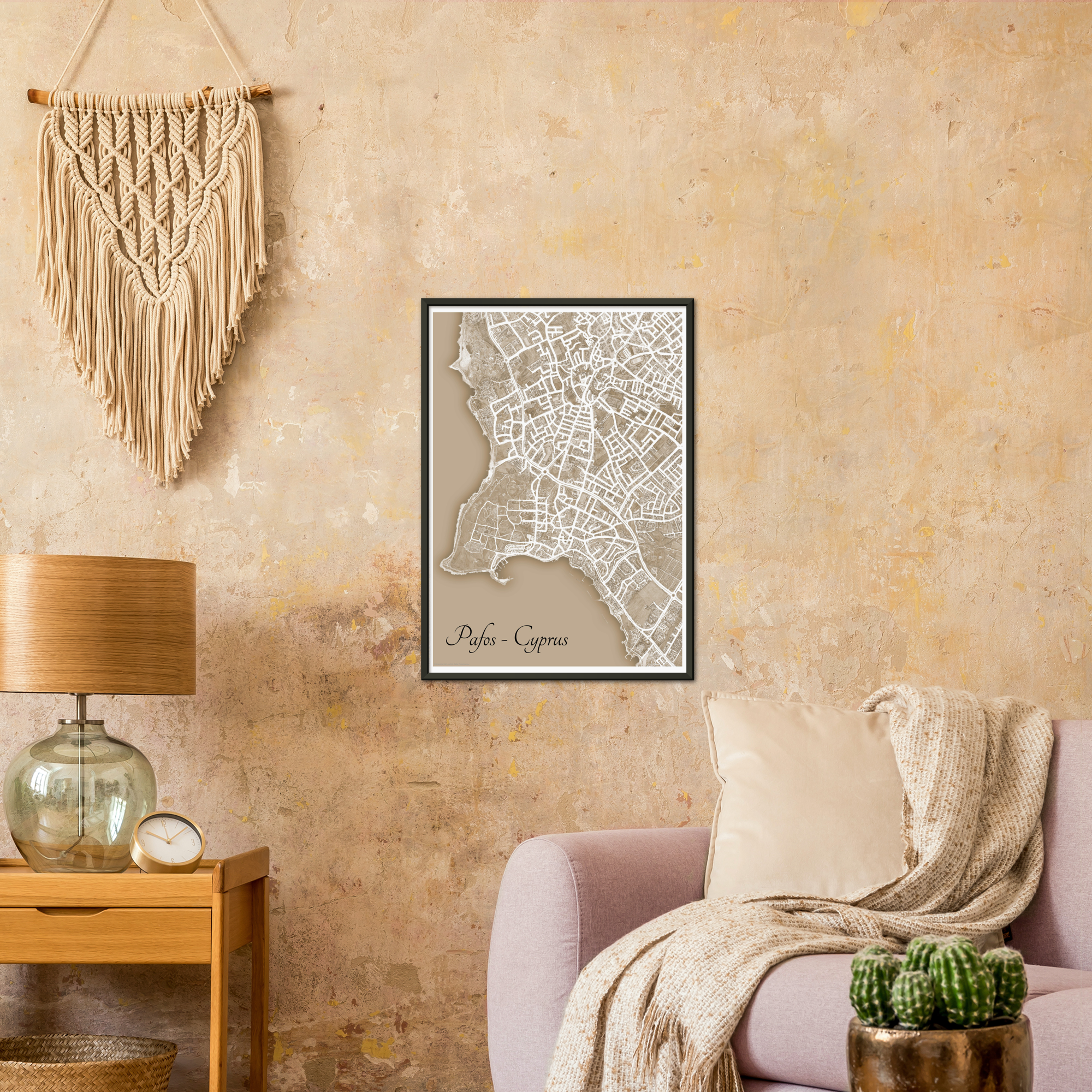 Pafos, Cyprus – Sepia Print – Metal Framed Poster