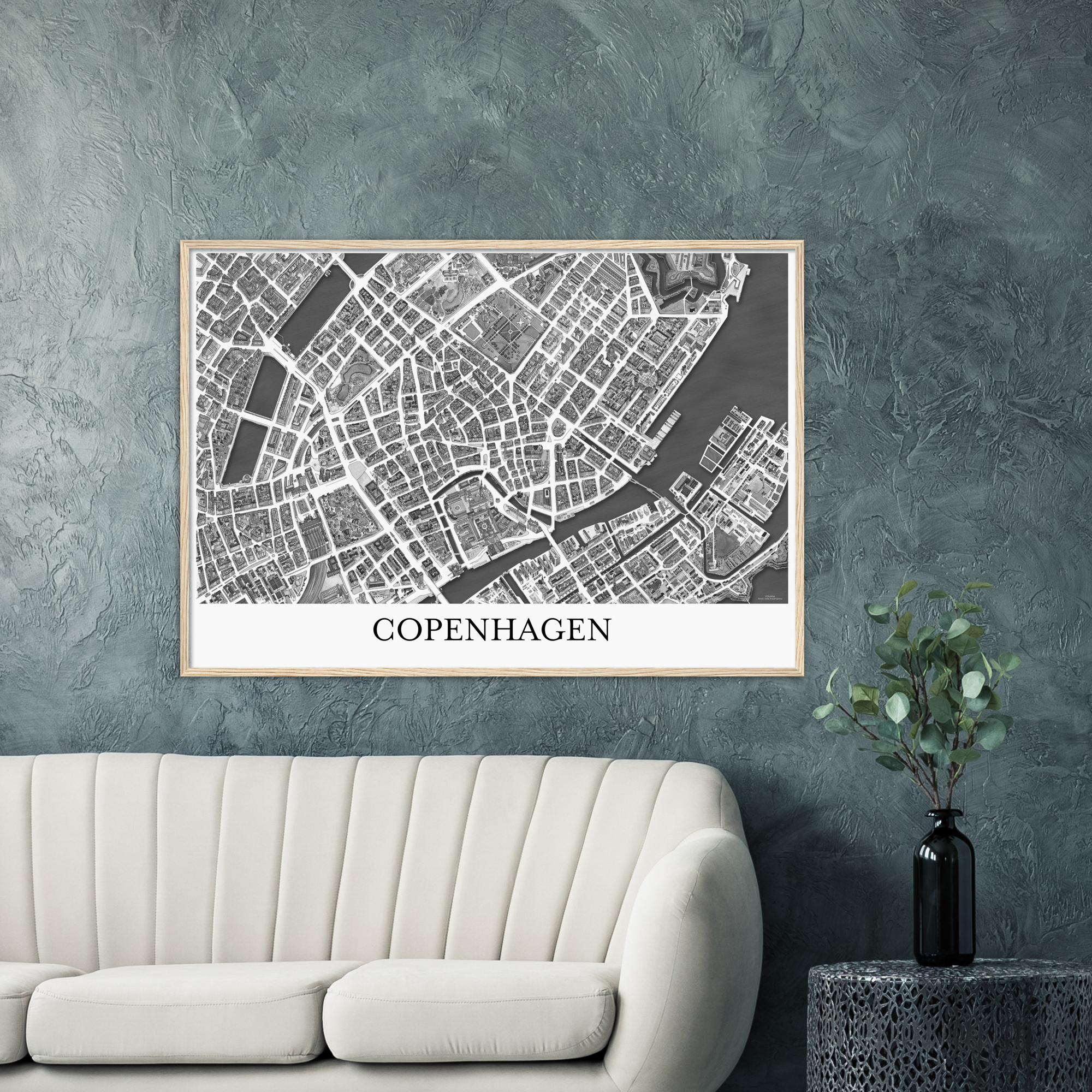 Copenhagen, Denmark – Black & White Print – Wooden Framed Poster