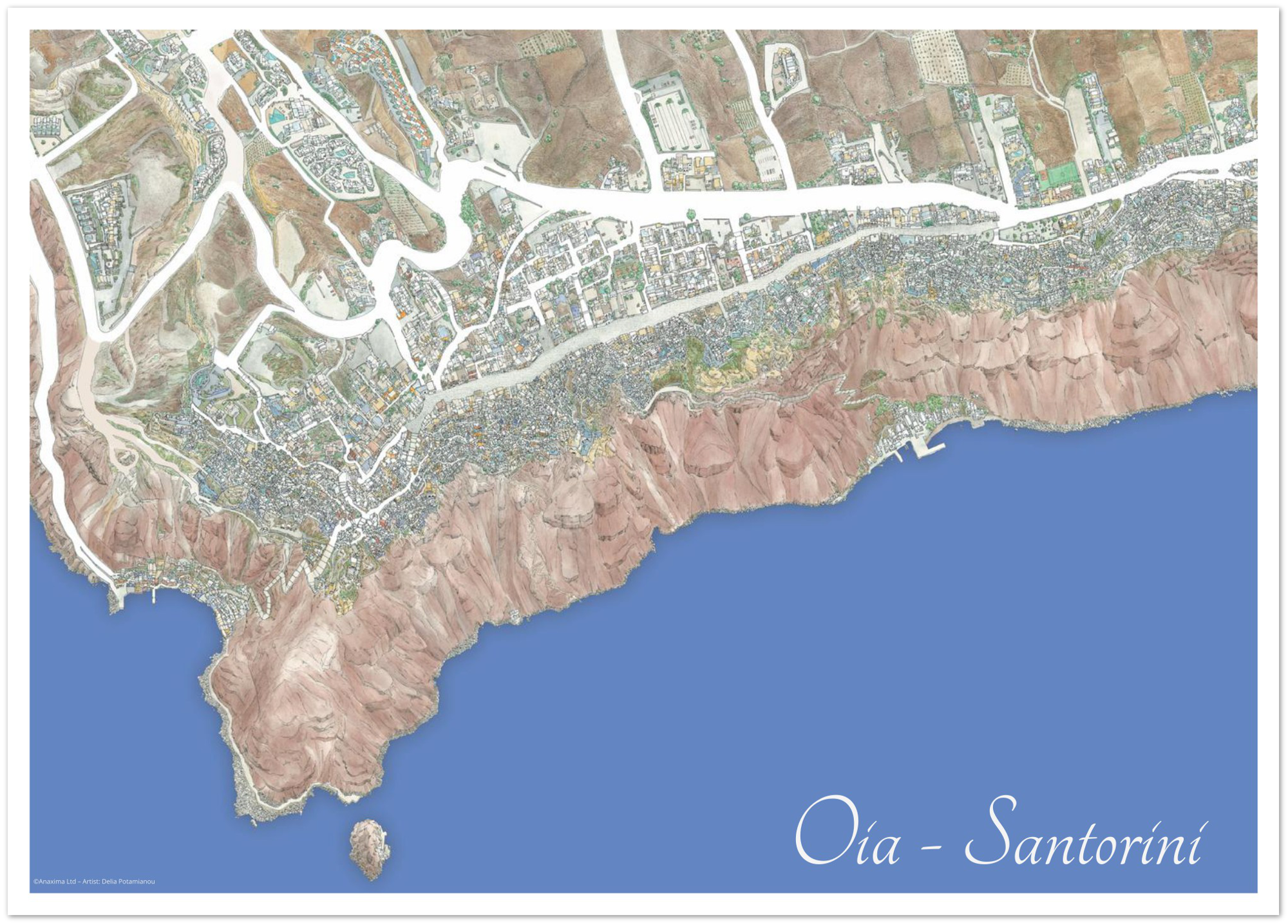 Oia, Santorini, Greece – Color - Premium Semi-Glossy Paper Poster