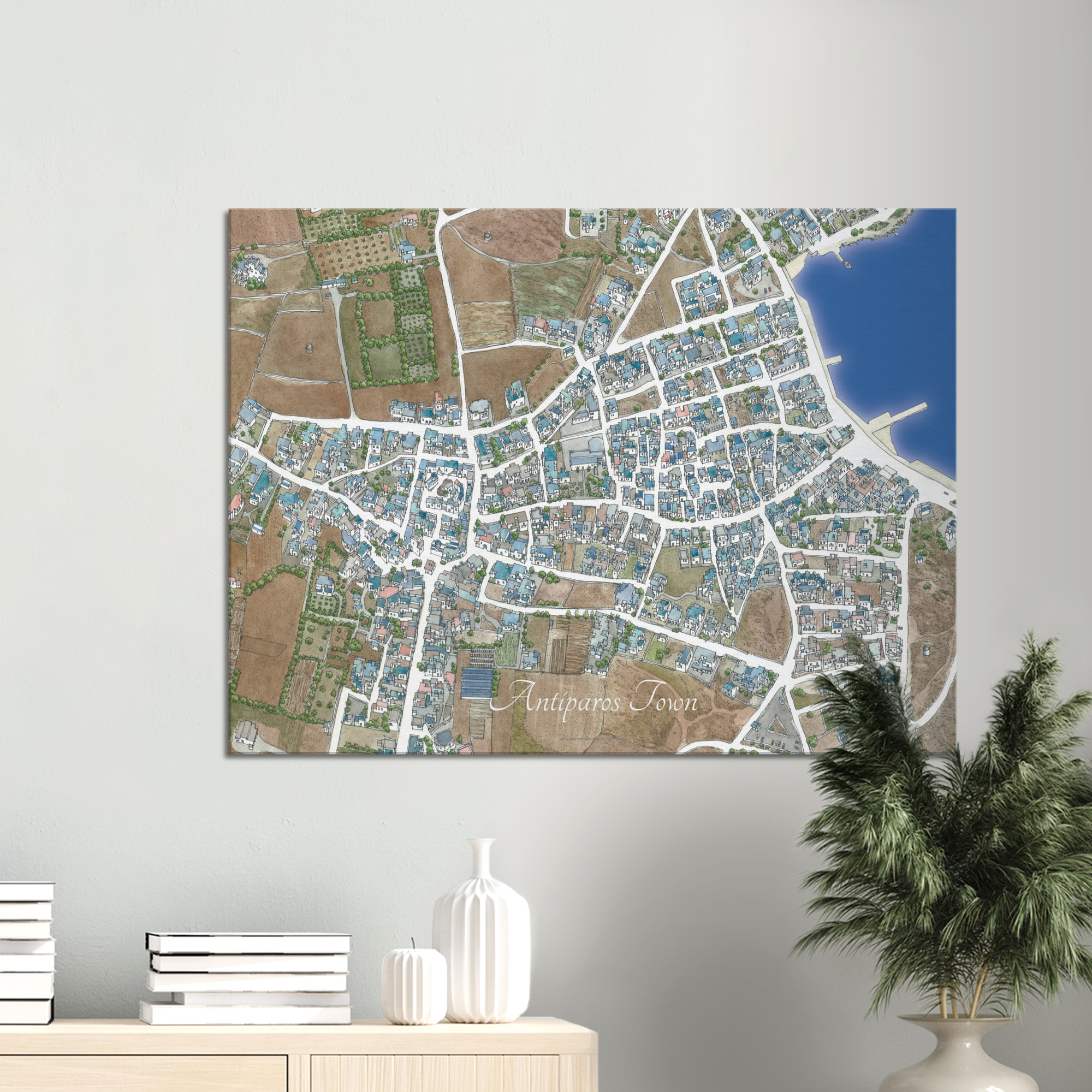 Antiparos Town, Greece – Color Canvas Print – Framed