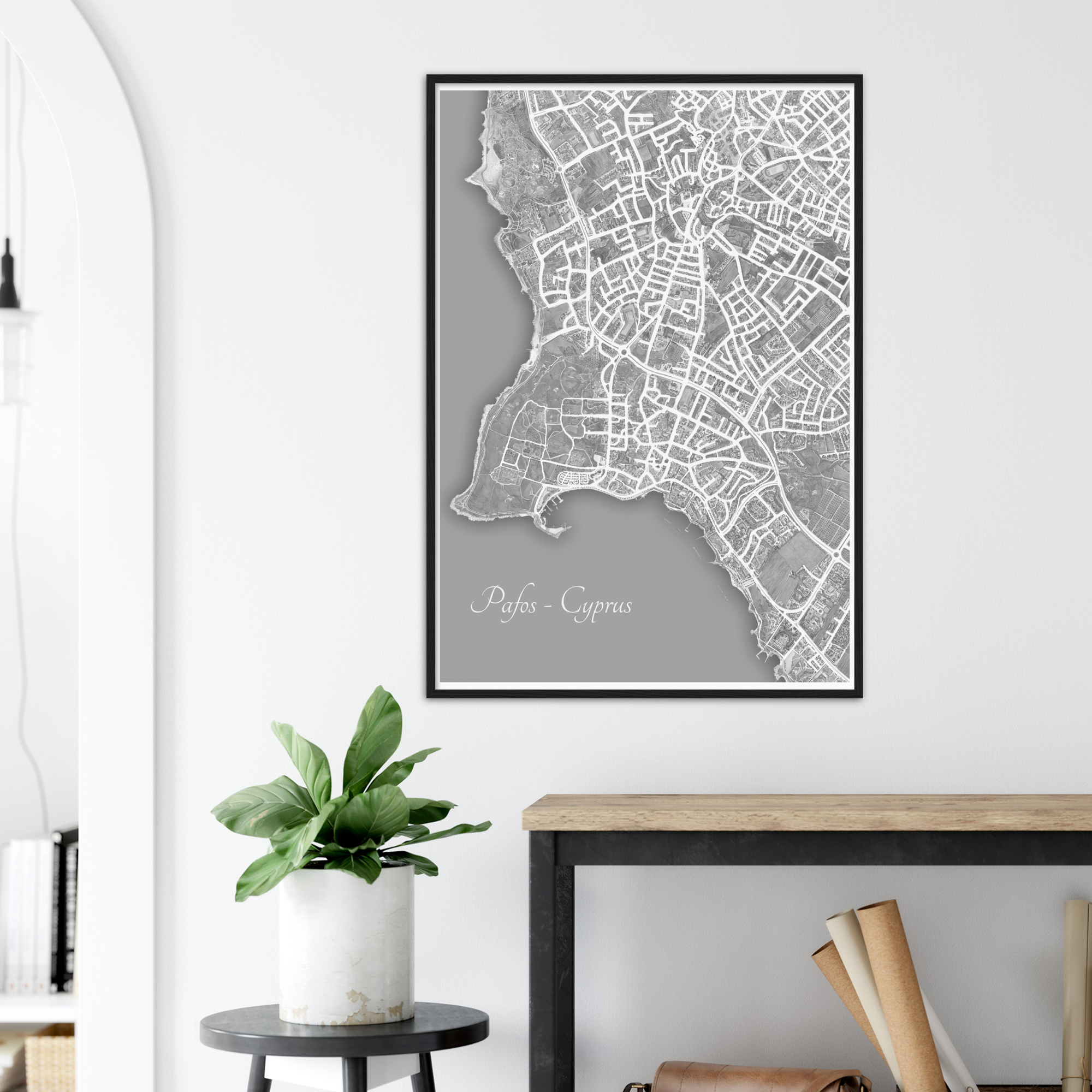 Pafos, Cyprus – Black & White Print – Wooden Framed Poster
